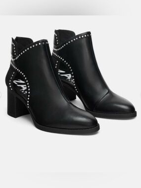 Zara Studded Cutout Ankle Boots